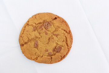 a chocolate chip cookies on white background 
