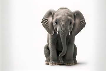 Süsser kleiner Baby Elefant sitzend, 3d Rendering