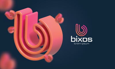 Colorful Letter Logo Bixos Alphabet B Monogram - 3D Logo Included