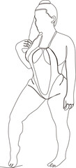 continuous line of women in summer bikinis,vector,design,ilustration