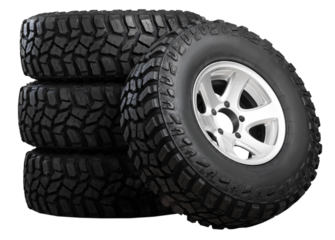 Stack of big black wheels