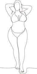 continuous line of women in summer bikinis