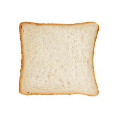 single slice of white toasted bread isolated on white background top view, fresh bread for...