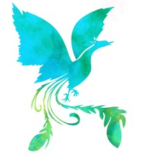 Phoenix digital watercolor illustration on the white background	