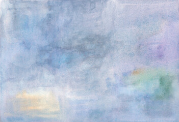 和紙に水彩絵の具で色を塗った青いニュアンスカラー背景素材