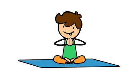 Boy in the lotus position during children's yoga