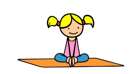 Girl sits in butterfly pose at children's yoga
