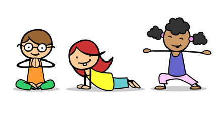 Happy children at children's yoga