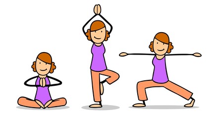 Woman in different poses doing yoga