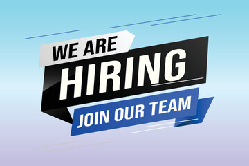 hiring recruitment Join now design for banner poster We are hiring lettering with geometric shapes lines. Vector illustration typographic. Open vacancy design template modern concept	