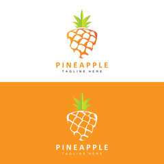 Pineapple Logo Design, Fresh Fruit Vector, Plantation Illustration, Fruit Product Brand Label