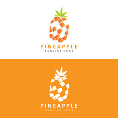 Pineapple Logo Design, Fresh Fruit Vector, Plantation Illustration, Fruit Product Brand Label