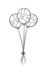 Bunch of polka dot balloons line art outline clipart set. Easy simple coloring activity worksheet for kids.