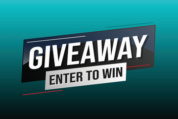 giveaway enter and win word vector illustration blue 3d style for social media landing page, template, ui, web, mobile app, poster, banner, flyer, background, gift card, coupon, label, wallpaper	