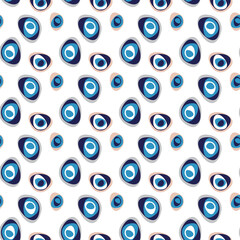 Seamless pattern with eye and beads. 