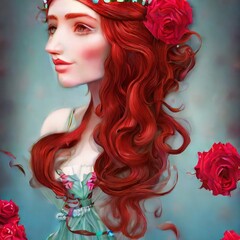 Fototapeta premium woman with red roses
