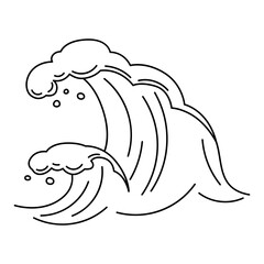 Illustration of wave with sea foam. Ocean or water splash.