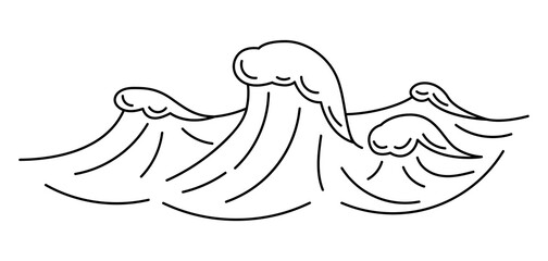 Illustration of wave with sea foam. Ocean or water splash.