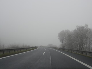 Fototapeta premium Highway in fog German Autobahn