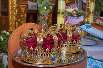 wedding crowns,two crowns for the wedding of newlyweds for a wedding in the temple