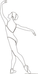 continuous line of beautiful women in the art of ballet dance