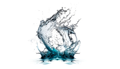 Fototapeta na wymiar Water splashe on a white background. Clean liquid splash. Water splash design element. Generative AI water splash illustration.