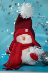 snowman on a blue background