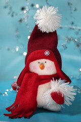 snowman on blue background