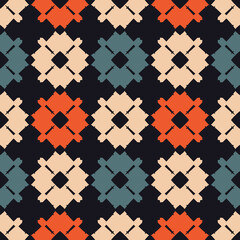 Seamless pattern with ethnic geometric ornament. Retro abstract illustration.