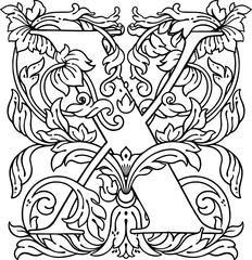 letter X flower ornament Monogram