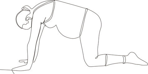 continuous line of beautiful pregnant woman in yoga pose