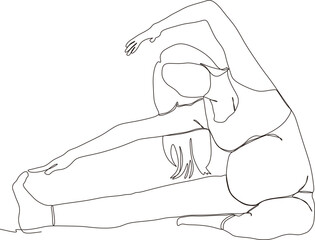continuous line of beautiful pregnant woman in yoga pose