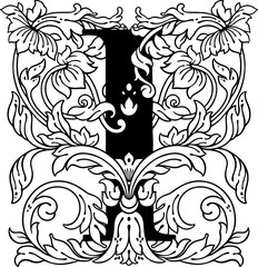 letter I flower ornament Monogram