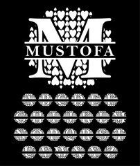 vector design split monogram letter full alphabet for print