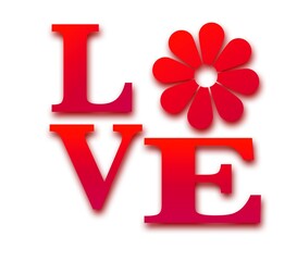 LOVE letters illustration, font type with flower symbol. Ideal for print poster, card, shirt, mug