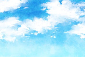 背景素材_青空と雲_水彩