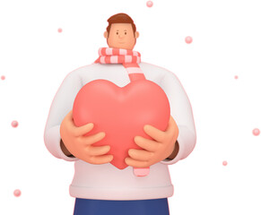 3d character in the festival of Valentine's Day. 3d rendering of graphic resourse.