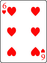 Hearts six. A deck of poker cards.