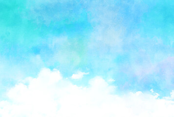 背景素材_青空と雲_水彩