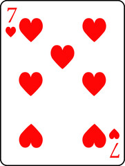 Hearts seven. A deck of poker cards.