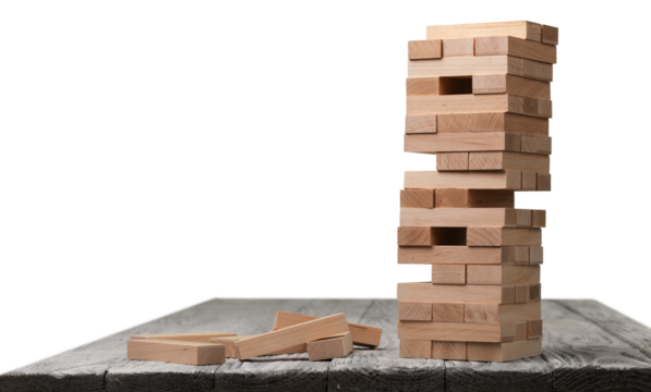 a brown wood building block tower for game
