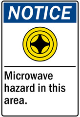 Microwave hazard warning sign and labels