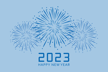 happy new year blue greeting card 2023 firework