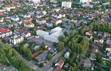 Minsk, Belarus - August 17, 2022: The private sector in the capital of Belarus, the city of Minsk. Private households inside the urban area. City townhouses and cottages in Europe. European city.
