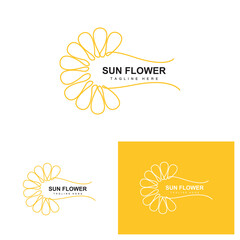 Sunflower Logo Design, Ornamental Plant Garden Plant Icon Vector, Company Product Brand