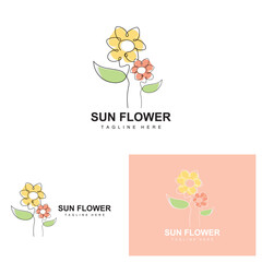 Sunflower Logo Design, Ornamental Plant Garden Plant Icon Vector, Company Product Brand