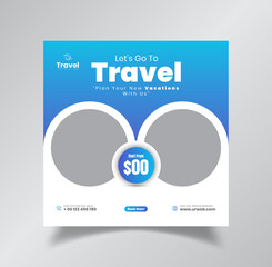 Travel agency and tourism post or social media post template