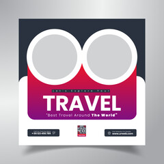Travel agency and tourism post or social media post template