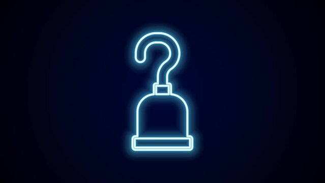 Glowing neon line Pirate hook icon isolated on black background. Happy Halloween party. 4K Video motion graphic animation