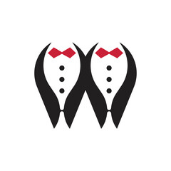 Classic tie icon and suit fashion man